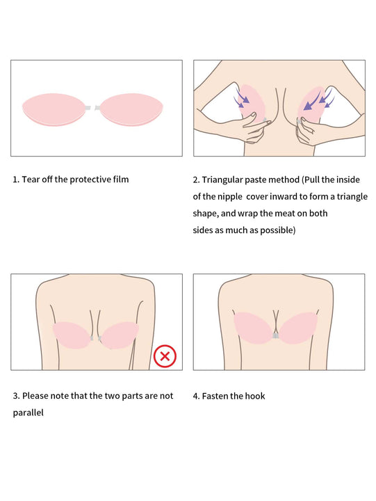 1 par de silicona Brasier adhesivo con 1 par transparente con tira