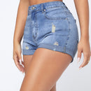 Essnce Shorts mezclilla bajo de doblez de cintura alta
