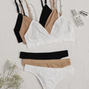 Conjunto De Lenceria Con Sujetador Inalambrico Y Bragas Con Espalda En T De 3 Piezas / Juego