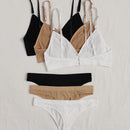Conjunto De Lenceria Con Sujetador Inalambrico Y Bragas Con Espalda En T De 3 Piezas / Juego