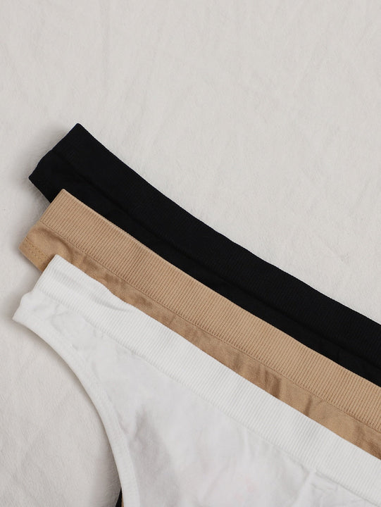 Conjunto De Lenceria Con Sujetador Inalambrico Y Bragas Con Espalda En T De 3 Piezas / Juego