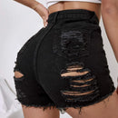 ICON Shorts mezclilla desgarro bajo crudo de talle alto