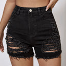 ICON Shorts mezclilla desgarro bajo crudo de talle alto