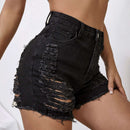 ICON Shorts mezclilla desgarro bajo crudo de talle alto