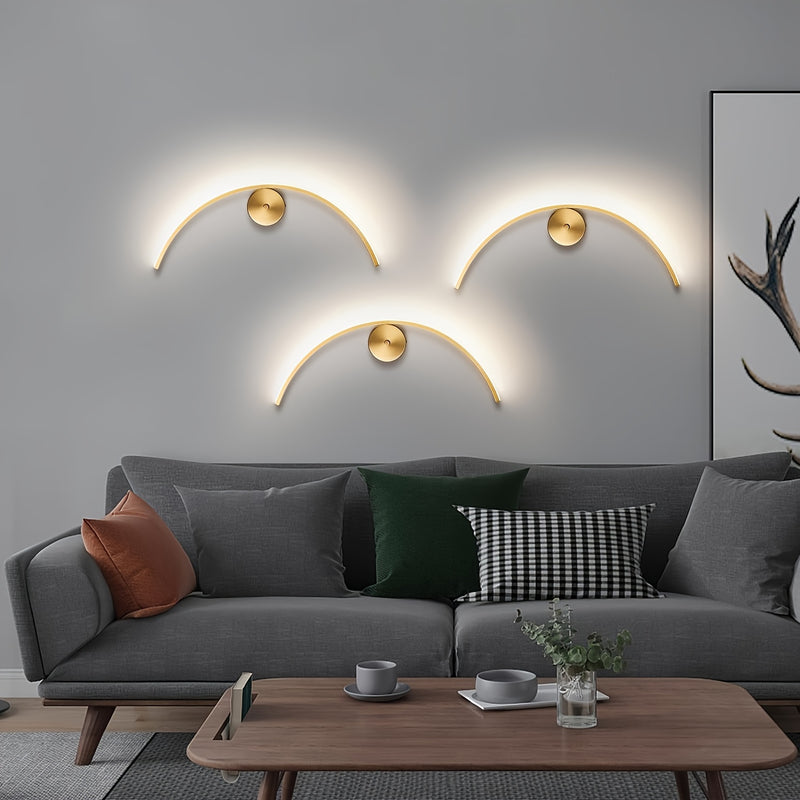 1 paquete de lámpara de pared metálica moderna, lámpara dorada LED, ideal para dormitorio, sala de estar, pasillo, escalera y decoración de hoteles o restaurantes