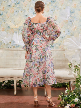 Modely Vestido floral de manga farol