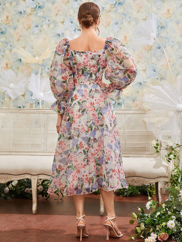 Modely Vestido floral de manga farol