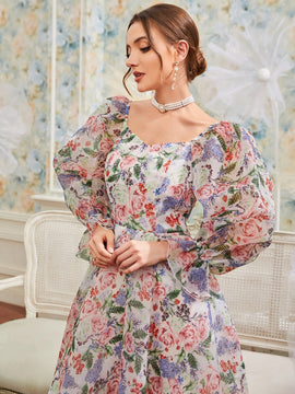 Modely Vestido floral de manga farol