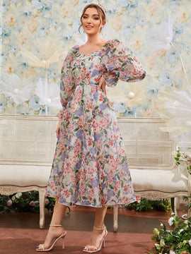 Modely Vestido floral de manga farol