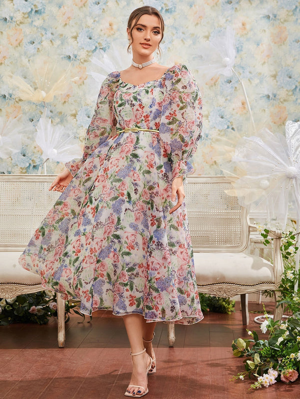 Modely Vestido floral de manga farol