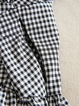 VCAY Blusa de manga farol bajo con fruncido de guingan
