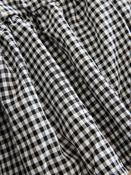 VCAY Blusa de manga farol bajo con fruncido de guingan
