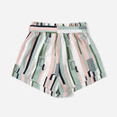 LUNE Shorts con cinturon de rayas de cintura con volante
