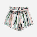 LUNE Shorts con cinturon de rayas de cintura con volante