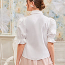 Camisa con lazo delantero de manga farol