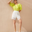 VCAY Shorts bajo de cheuron con encaje