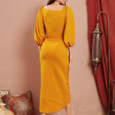 Mulvari Vestido de hombros descubiertos aplique con diseno con cinturon