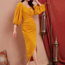 Mulvari Vestido de hombros descubiertos aplique con diseno con cinturon