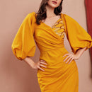 Mulvari Vestido de hombros descubiertos aplique con diseno con cinturon