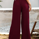 Essnce pantalones casuales sueltos de pierna ancha con bolsillos y cintura fruncida de unicolor para mujeres