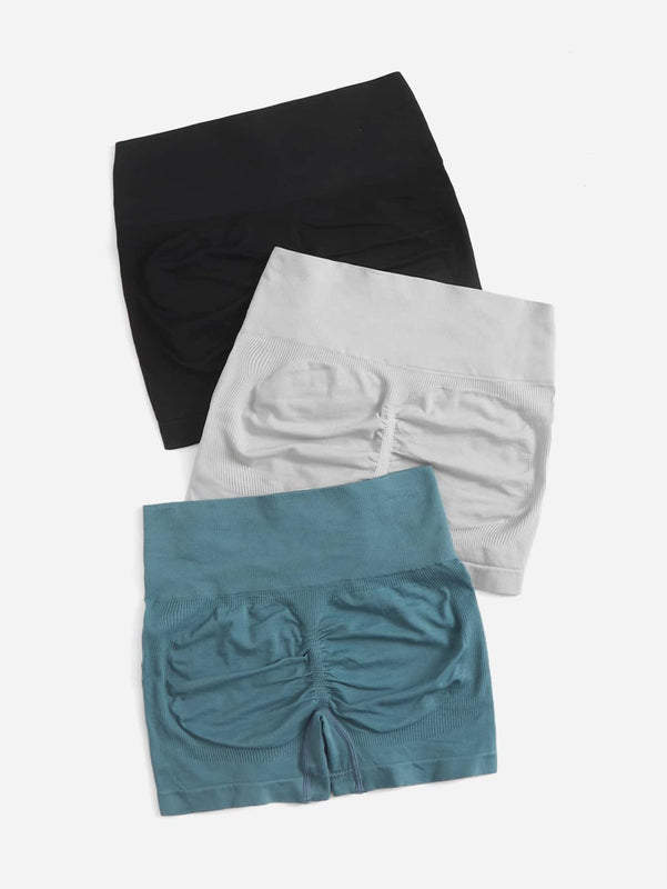 Yoga Basic 3 piezas Shorts deportivos sin costuras con estiramiento alto de moldeador cadera