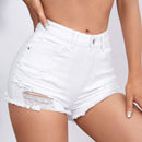 ICON Shorts en mezclilla bajo crudo desgarro