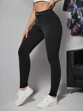 Essnce Pantalones simples y ajustados para mujer de unicolor, ideales para primavera y verano