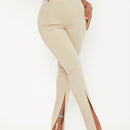 Sxy pantalones largos informales de unicolor con dobladillo dividido para mujeres