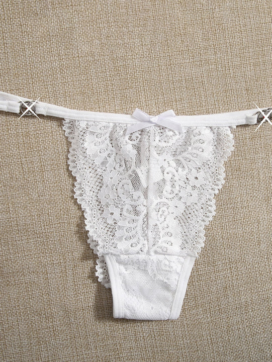 6 piezas bragas con diseno de lazo con encaje