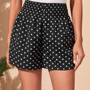 Shorts con estampado de lunares con fruncido