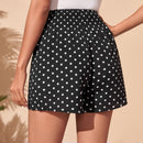 Shorts con estampado de lunares con fruncido