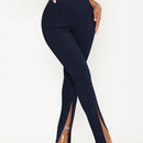Sxy pantalones largos informales de unicolor con dobladillo dividido para mujeres