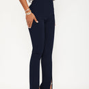 Sxy pantalones largos informales de unicolor con dobladillo dividido para mujeres