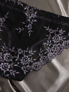 Lenceria De Encaje Floral En Paquete De 3 Braguitas