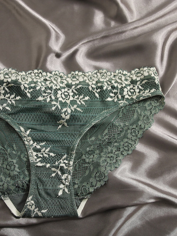 Lenceria De Encaje Floral En Paquete De 3 Braguitas