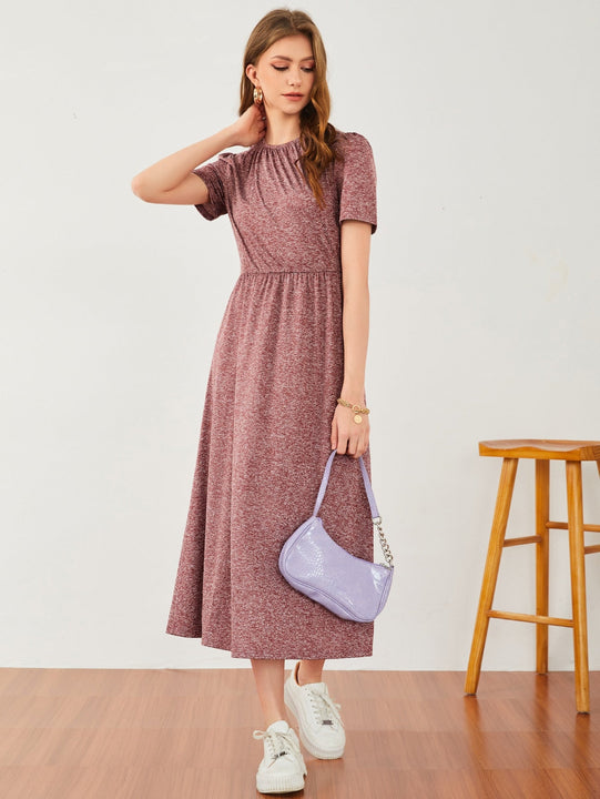 Vestido de manga farol jaspeado