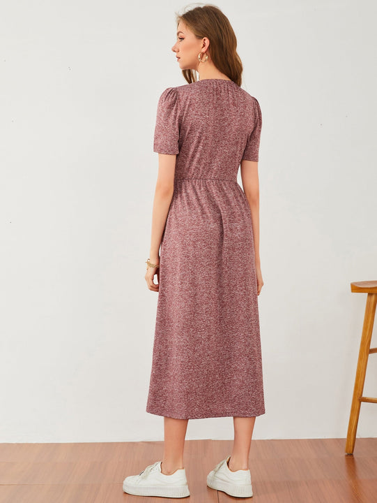 Vestido de manga farol jaspeado