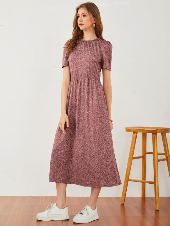 Vestido de manga farol jaspeado