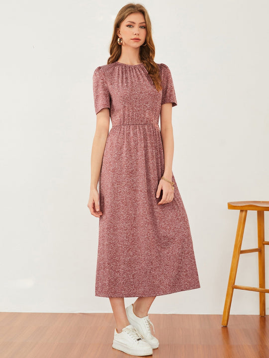 Vestido de manga farol jaspeado