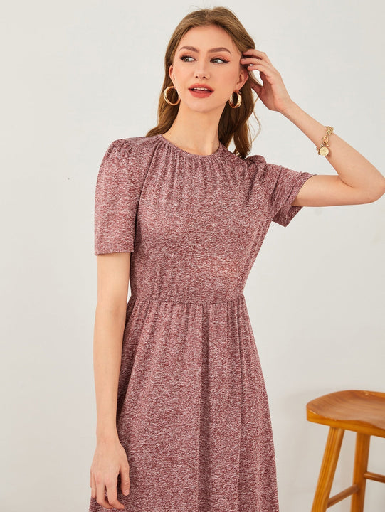 Vestido de manga farol jaspeado