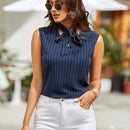 Clasi Blusa de rayas verticales de cuello con cordon