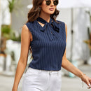 Clasi Blusa de rayas verticales de cuello con cordon