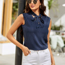 Clasi Blusa de rayas verticales de cuello con cordon