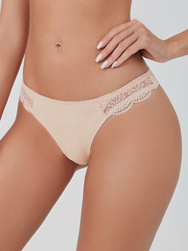 Lenceria De Encaje De Tanga Con Contraste De Color