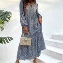 VCAY Vestido smock con estampado de leopardo de manga farol bajo con fruncido