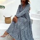 VCAY Vestido smock con estampado de leopardo de manga farol bajo con fruncido