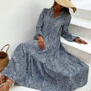 VCAY Vestido smock con estampado de leopardo de manga farol bajo con fruncido