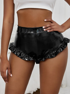 Slayr Shorts De Pu Con Ribete De Volantes