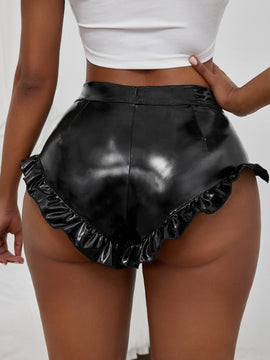 Slayr Shorts De Pu Con Ribete De Volantes