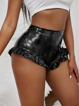 Slayr Shorts De Pu Con Ribete De Volantes